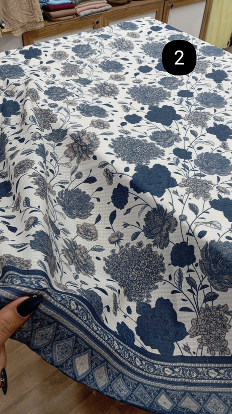 روسری میکس سورمه ای کرم قواره 140